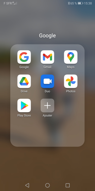 Ecran de sélection de l'application Gmail